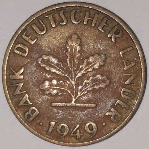 1949 G - 10 PFENNIG - TEN PFENNIG - GERMANY - FEDERAL REPUBLIC - (Brass Clad Steel) KM# 103
